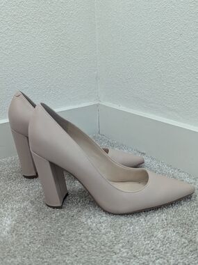 Marc Fisher Nude Pointed Block Heel Pumps
